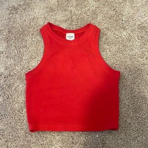 Red cropped tank top